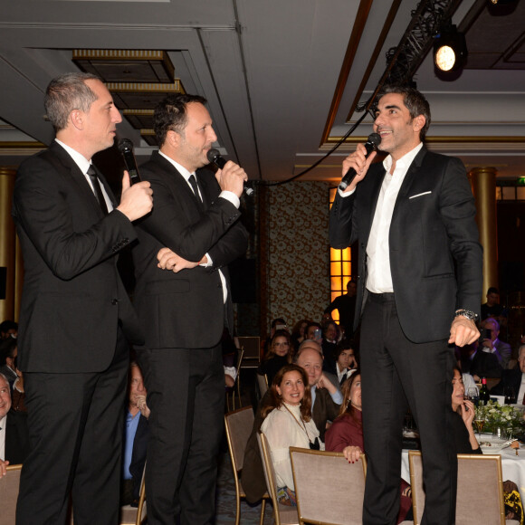 Exclusif - Gad Elmaleh, Arthur (Jacques Essebag), Ary Abittan - Dîner de gala et vente aux enchère pour l'association "Sauveteurs sans frontières" ("Qui sauve une vie sauve l'humanité") à l'hôtel du collectionneur à Paris, France, le 13 février 2018. © Rachid Bellak/Bestimage