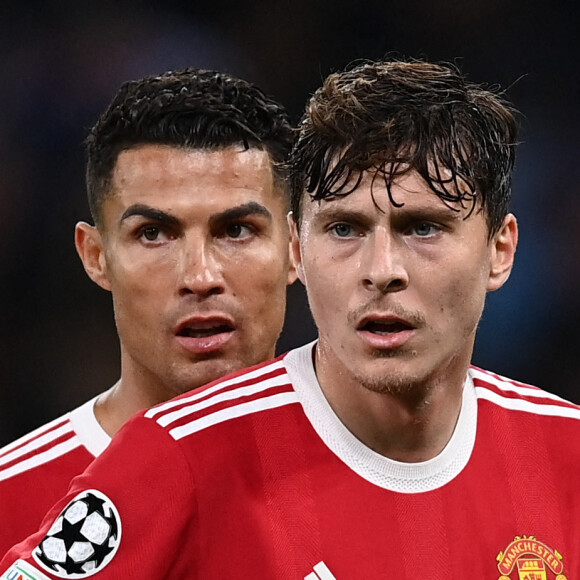 Victor Lindelof-Cristiano Ronaldo - Match de Ligue Des Champions "Manchester United - Atalanta Bergame (3-2)" au stade Old Trafford à Manchester, le 20 octobre 2021.
