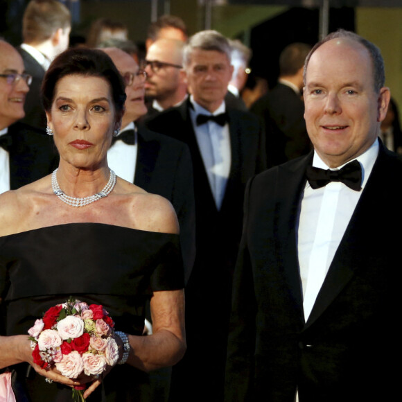 La princesse Caroline de Hanovre et le prince Albert II de Monaco - 65ème édition du Bal de la Rose donné au profit de la Fondation Princesse Grace sur le thème de la Riviera, une idée de K. Lagerfeld, à la Salle des Etoiles du Sporting Monte-Carlo à Monaco © Jean-François Ottonello / Nice Matin / Bestimage 