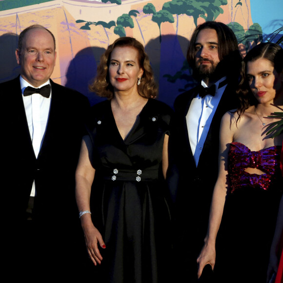 Le prince Albert II de Monaco, Carole Bouquet, Charlotte Casiraghi et son compagnon Dimitri Rassam, Tatiana Santo Domingo - 65ème édition du Bal de la Rose donné au profit de la Fondation Princesse Grace sur le thème de la Riviera, une idée de K. Lagerfeld, à la Salle des Etoiles du Sporting Monte-Carlo à Monaco, le 30 mars 2019. © Jean-François Ottonello / Nice Matin / Bestimage 