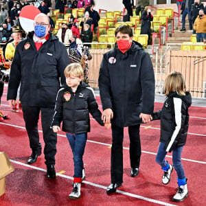 Le prince Albert II de Monaco, la princesse Stéphanie de Monaco, le prince Jacques, la princesse Gabriella - Seconde édition de la Fight Aids Cup, un match de football caritatif au stade Louis II © Bruno Bebert/Bestimage