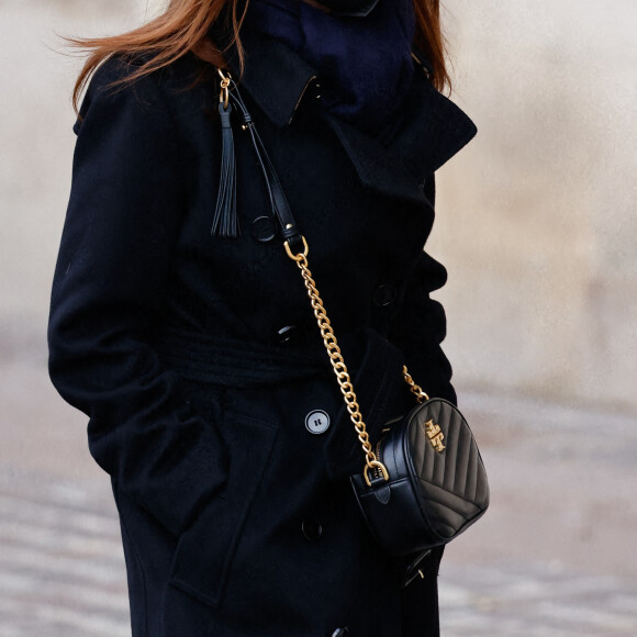 Isabelle Huppert - Arrivées aux obsèques (bénédiction) de Gaspard Ulliel en l'église Saint-Eustache à Paris. Le 27 janvier 2022 © Jacovides-Moreau / Bestimage