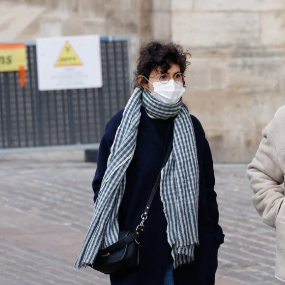 Audrey Tautou - Arrivées aux obsèques (bénédiction) de Gaspard Ulliel en l'église Saint-Eustache à Paris. Le 27 janvier 2022 © Jacovides-Moreau / Bestimage