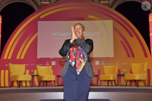 Christiane Taubira - 3ème conférence annuelle du mouvement "Women4Climate" à la Mairie de Paris le 21 février 2019.