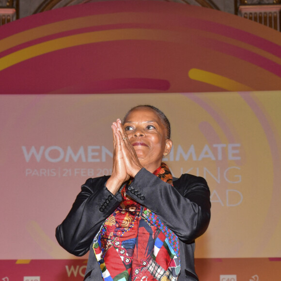 Christiane Taubira - 3ème conférence annuelle du mouvement "Women4Climate" à la Mairie de Paris le 21 février 2019.