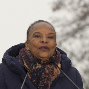 Christiane Taubira annonce sa candidature à l'élection présidentielle lors d'un événement organisé dans le quartier de la Croix-Rousse à Lyon, le 15 janvier 2022.