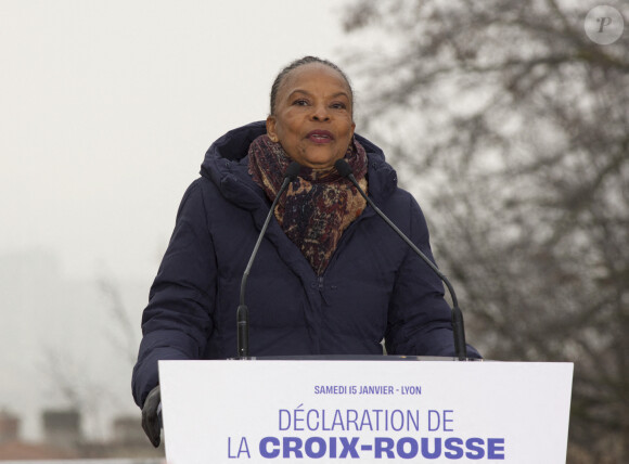 Christiane Taubira annonce sa candidature à l'élection présidentielle lors d'un événement organisé dans le quartier de la Croix-Rousse à Lyon, le 15 janvier 2022.