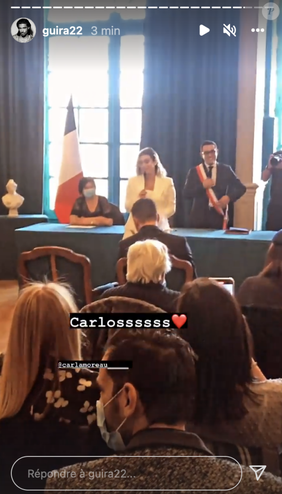 Carla Moreau lors de son mariage civil à la mairie de Marseille avec Kevin Guedj - Instagram