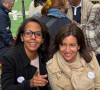 Audrey Pulvar et Anne Hidalgo en terrasse - Audrey Pulvar et Anne Hidalgo à la rencontre des parisiens entre Belleville et République dans le cadre de la campagne de la liste "Île-de-France en Commun" à Paris, le 21 mai 2021.