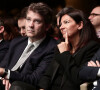 Vincent Peillon, Arnaud Montebourg, Anne Hidalgo lors du discours d'investiture de Benoît Hamon, après sa victoire à la primaire de la gauche à la Mutualité, à Paris, France, le 5 février 2017.
