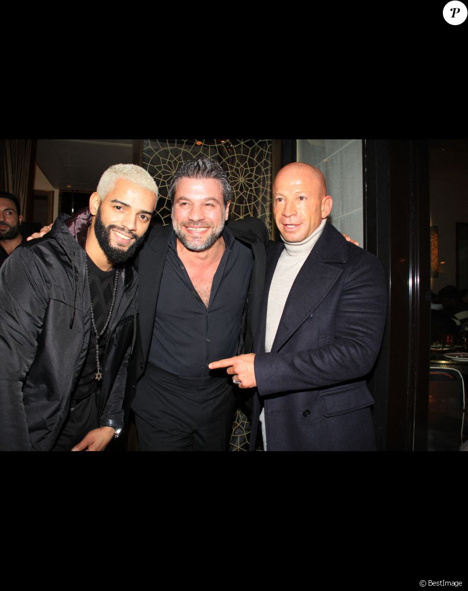 Exclusif - Brahim Zaibat, Paul Bou Antoun, Dida Diafat - Lancement du restaurant "Festif chez Noura", gastronomie libanaise, à Paris. Le 3 janvier 2022. © Baldini / Perusseau / Bestimage