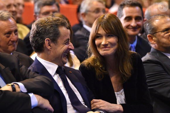 Nicolas Sarkozy, l'ancien président de la république française, en meeting à la salle Vallier à Marseille pour la campagne des primaires des Républicains en vue de l'élection présidentielle de 2017, le 27 octobre 2016. © Bruno Bebert/Bestimage 