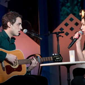 Benjamin Siksou et Olivia Ruiz - Enregistrement de l'émission "Merci Brassens", dans les studios de La Plaine Saint-Denis. Le 31 janvier 2017. © Cyril Moreau / Bestimage