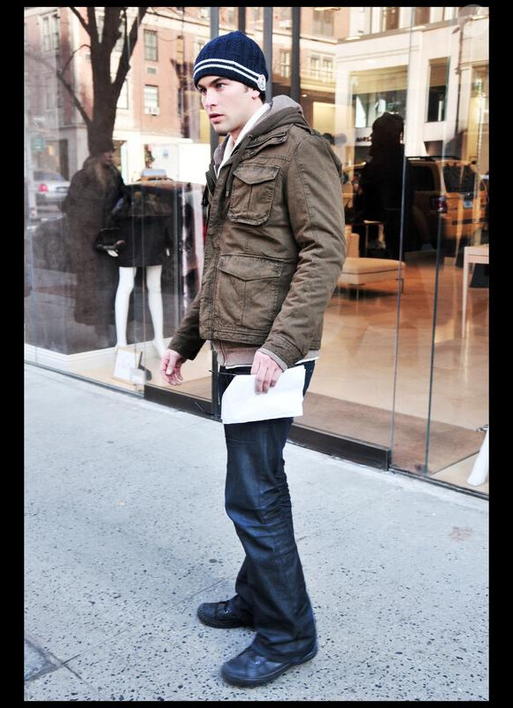 Chace Crawford sur le tournage de Gossip Girl, le 7 janvier 2009 à New York