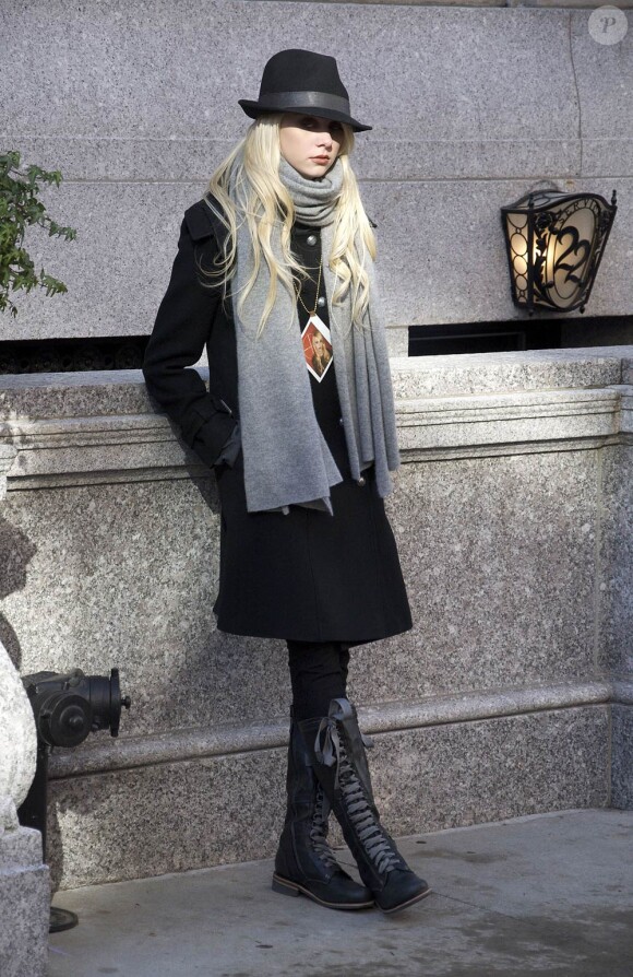 Taylor Momsen sur le tournage de Gossip Girl, le 6 janvier 2010 à New York
