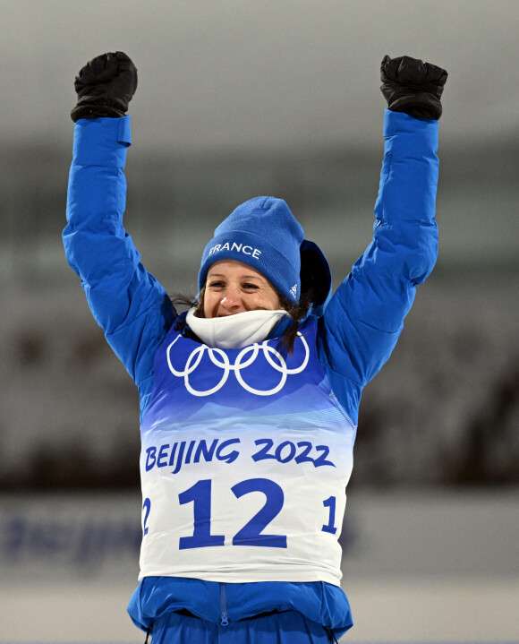 Anais Chevalier-Bouchet médaille d'argent en biathlon aux Jeux olympiques de Pékin le 8 février 2022. Photo: Hendrik Schmidt/DPA/ABACAPRESS.COM-Zentralbild/DPA/ABACAPRESS.COM
