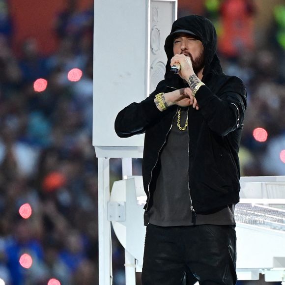 Eminem pendant la mi-temps du Super Bowl LVI à Los Angeles, le 13 février 2022. Photo by USA Today Sports/SPUS/ABACAPRESS.COM