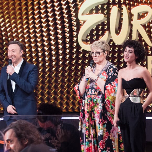 Stéphane Bern, Laurence Boccolini, Barbara Pravi - "Eurovision France, c'est vous qui décidez" sur France 2 en direct du Studio 128 à la Plaine Saint-Denis le 30 janvier 2021. © Tiziano da Silva / Pierre Perusseau