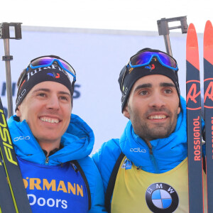 Martin Fourcade et Quentin Fillon Maillet lors des championnats du monde de biathlon en février 2020.