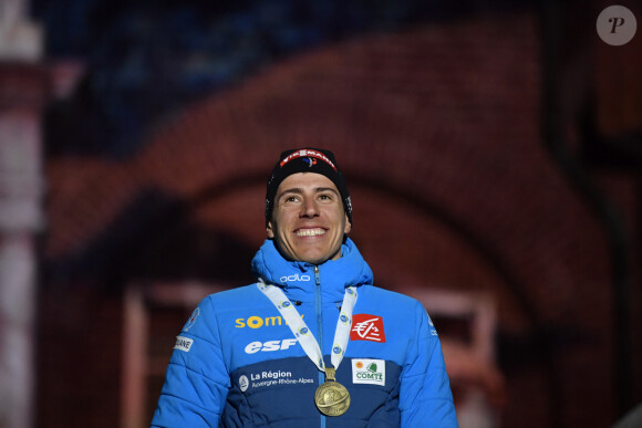 Quentin Fillon Maillet remporte sa deuxième médaille de bronze aux Mondiaux de Biathlon en poursuite 12,5km à Östersund, Suède, le 10 mars 2019.