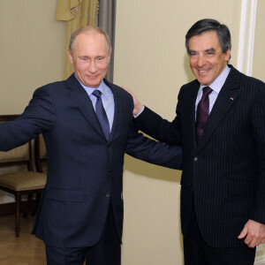 Francois Fillon rencontre Vladimir Poutine à Moscou le 21 mars 2013.