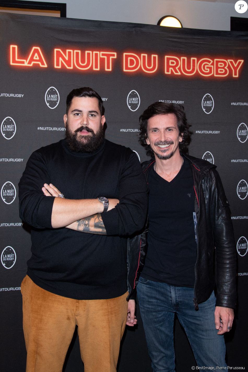 Artus et Arnaud Tsamere lors de la 17ème Nuit du Rugby à l&#039;Olympia à Paris le 27 septembre 2021. © Pierre Perusseau / Bestimage   