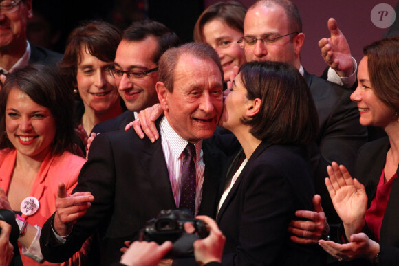 Bertrand Delanoë et Anne Hidalgo - Dernier grand meeting de campagne d'Anne Hidalgo au Cirque d'Hiver à Paris, dix jours avant le premier tour des élections municipales, le 13 mars 2014.
