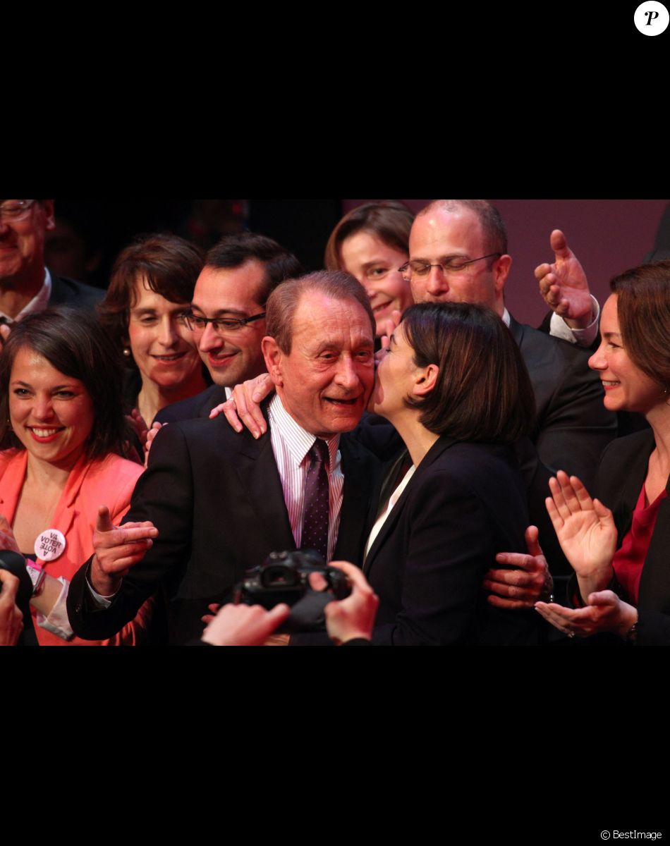 Bertrand Delanoë et Anne Hidalgo - Dernier grand meeting de campagne d'Anne Hidalgo au Cirque d'Hiver à Paris, dix jours avant le premier tour des élections municipales, le 13 mars 2014.