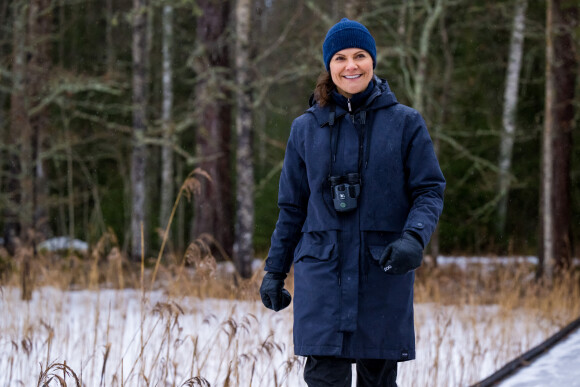 La princesse Victoria de Suède en visite au parc national Färnebofjärden à Gysinge en Suède le 4 février 2022.