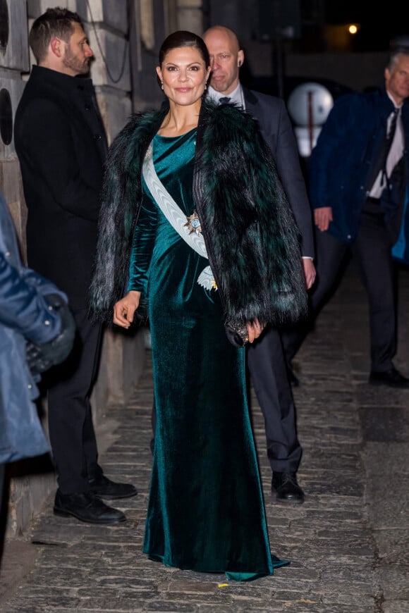 La princesse Victoria de Suède - La famille royale suédoise assiste à la grande cérémonie annuelle de l'Académie suédoise dans l'ancien bâtiment de la Bourse de Stockholm, le 20 décembre 2021.