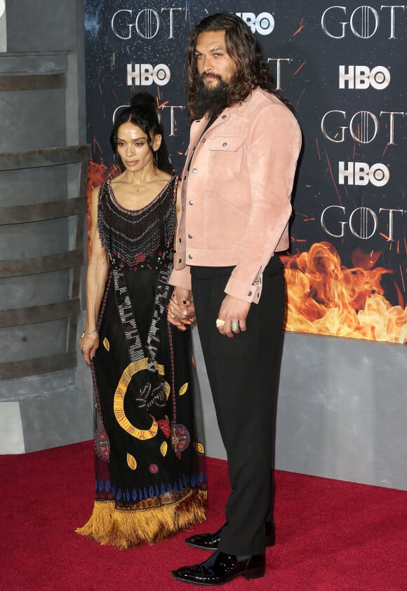 Lisa Bonet et son mari Jason Momoa à la première de "Game of Thrones - Saison 8" au Radio City Music Hall à New York, le 3 avril 2019. 