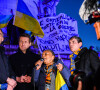 Yannick Yadot, Christiane Taubira - Rassemblement place de la République à Paris, en soutien au peuple ukrainien, suite à l'invasion de l'Ukraine par la Russie. Le 24 février 2022