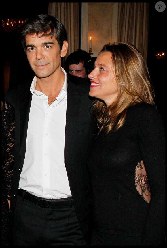 Xavier De Moulins et sa femme Anaïs - Remise des prix Les trois coups de l'Angelus 2012 au cours d'un dîner dans les salons de l'hôtel Bristol à Paris en mars 2012