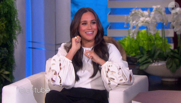 Meghan Markle sur le plateau de l'émission "The Ellen Show" à Los Angeles, le 17 novembre 2021.