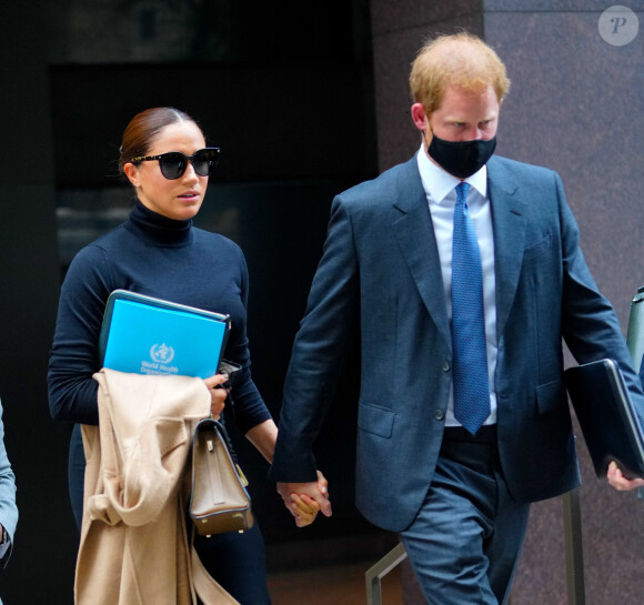 Le prince Harry, duc de Sussex, et sa femme Meghan Markle ont été aperçus dans les rues de New York, le 23 septembre 2021.