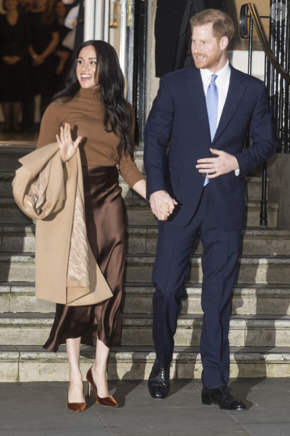 Le prince Harry, duc de Sussex, et Meghan Markle, duchesse de Sussex, en visite à la Canada House à Londres le 7 janvier 2020