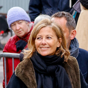 Claire Chazal - Obsèques de Jean-Pierre Pernaut en la Basilique Sainte-Clotilde à Paris le 9 mars 2022. © Cyril Moreau / Bestimage  