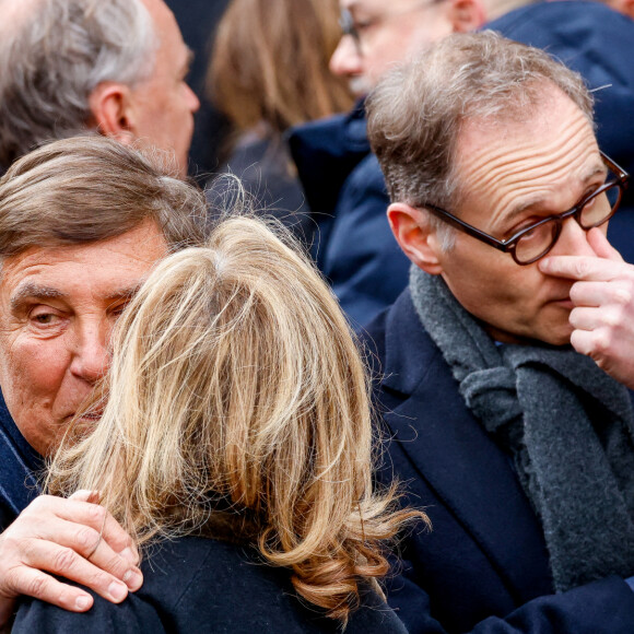 Jean-Pierre Foucault, Claire Chazal - Obsèques de Jean-Pierre Pernaut en la Basilique Sainte-Clotilde à Paris le 9 mars 2022. © Cyril Moreau / Bestimage  
