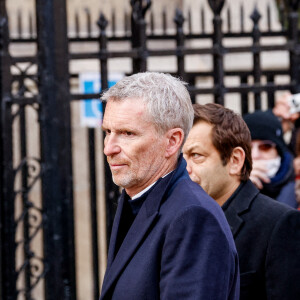 Denis Brogniart - Obsèques de Jean-Pierre Pernaut en la Basilique Sainte-Clotilde à Paris le 9 mars 2022. © Cyril Moreau / Bestimage  