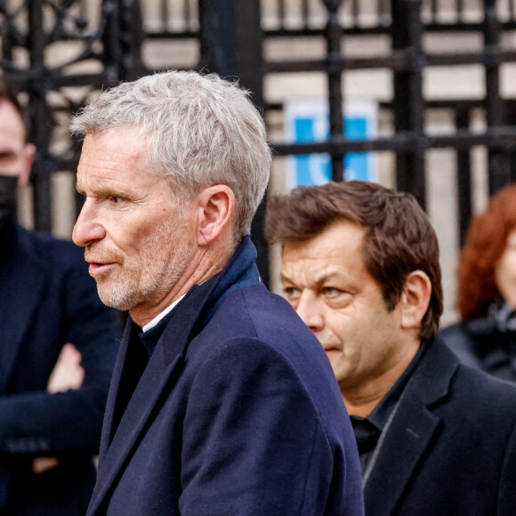 Denis Brogniart, Laurent Mariotte - Obsèques de Jean-Pierre Pernaut en la Basilique Sainte-Clotilde à Paris le 9 mars 2022. © Cyril Moreau / Bestimage  