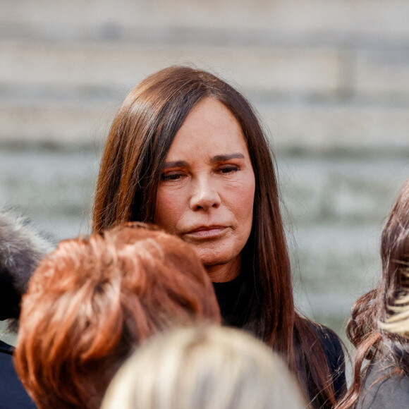 Nathalie Marquay - Obsèques de Jean-Pierre Pernaut en la Basilique Sainte-Clotilde à Paris le 9 mars 2022. © Cyril Moreau / Bestimage  