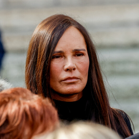 Nathalie Marquay - Obsèques de Jean-Pierre Pernaut en la Basilique Sainte-Clotilde à Paris le 9 mars 2022. © Cyril Moreau / Bestimage  