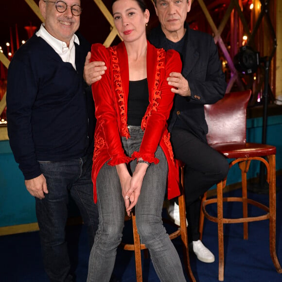 Fabrice Aboulker, Marc Lavoine et Marie Agnès Gillot (Chorégraphe des danses du spectacle) - Première séance de travail à l'occasion de la présentation du casting du premier spectacle musical "Les souliers rouges", créé par M.Lavoine et F.Aboulker, qui sera pour la première fois sur scène au théâtre Luxembourg de Meaux le 25 janvier 2020 © Veeren / Bestimage