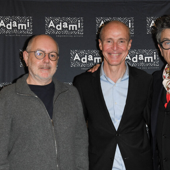 Fabrice Aboulker, Bruno Boutleux (Directeur général de l'Adami) et Marc Lavoine - Remise du prix Adami de l'artiste citoyen 2021 à Marc Lavoine. Paris, le 25 mai 2021. © Coadic Guirec/Bestimage 