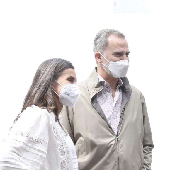 Le roi Felipe et la reine Letizia d'Espagne visitent l'île de La Palma pour soutenir et rendre hommage aux victimes du volcan Cumbre Vieja. La Palma - 12 mars 2022