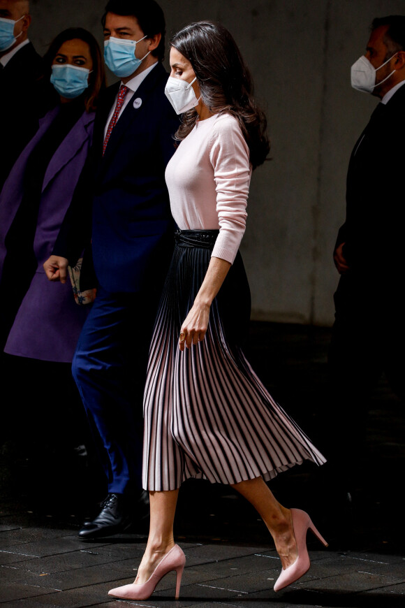 La reine Letizia préside l'acte institutionnel de la Fédération espagnole des maladies rares (FEDER), à l'Auditorio Ciudad de León, Espagne, le 15 mars 2022