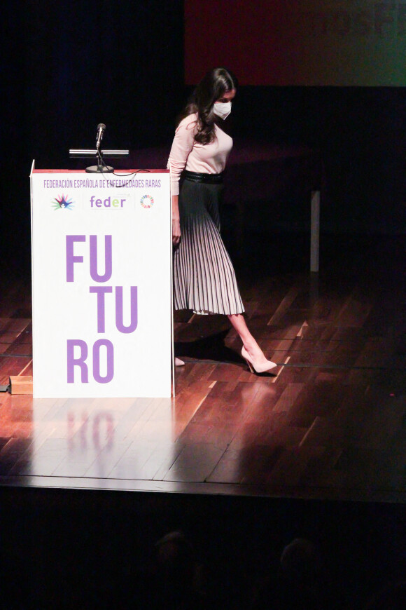 La reine Letizia préside l'acte institutionnel de la Fédération espagnole des maladies rares (FEDER), à l'Auditorio Ciudad de León, Espagne, le 15 mars 2022