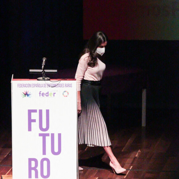 La reine Letizia préside l'acte institutionnel de la Fédération espagnole des maladies rares (FEDER), à l'Auditorio Ciudad de León, Espagne, le 15 mars 2022