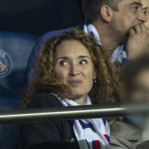 Marie-Sophie Lacarrau dans les tribunes lors du match de football de qualification pour la Coupe du monde entre la France et le Kazakhstan au stade Parc des Princes à Paris, France. La France a gagné 8-0. © Cyril Moreau/Bestimage 