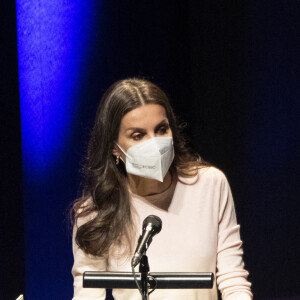 La reine Letizia préside l'acte institutionnel de la Fédération espagnole des maladies rares (FEDER), à l'Auditorio Ciudad de León, Espagne, le 15 mars 2022.